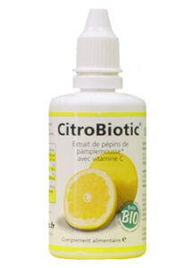 Pépins de pamplempousse - https://www.origine-naturelle.com/citrobiotic_extrait_de_pepins_de_pamplemousse_bio_100_ml.html